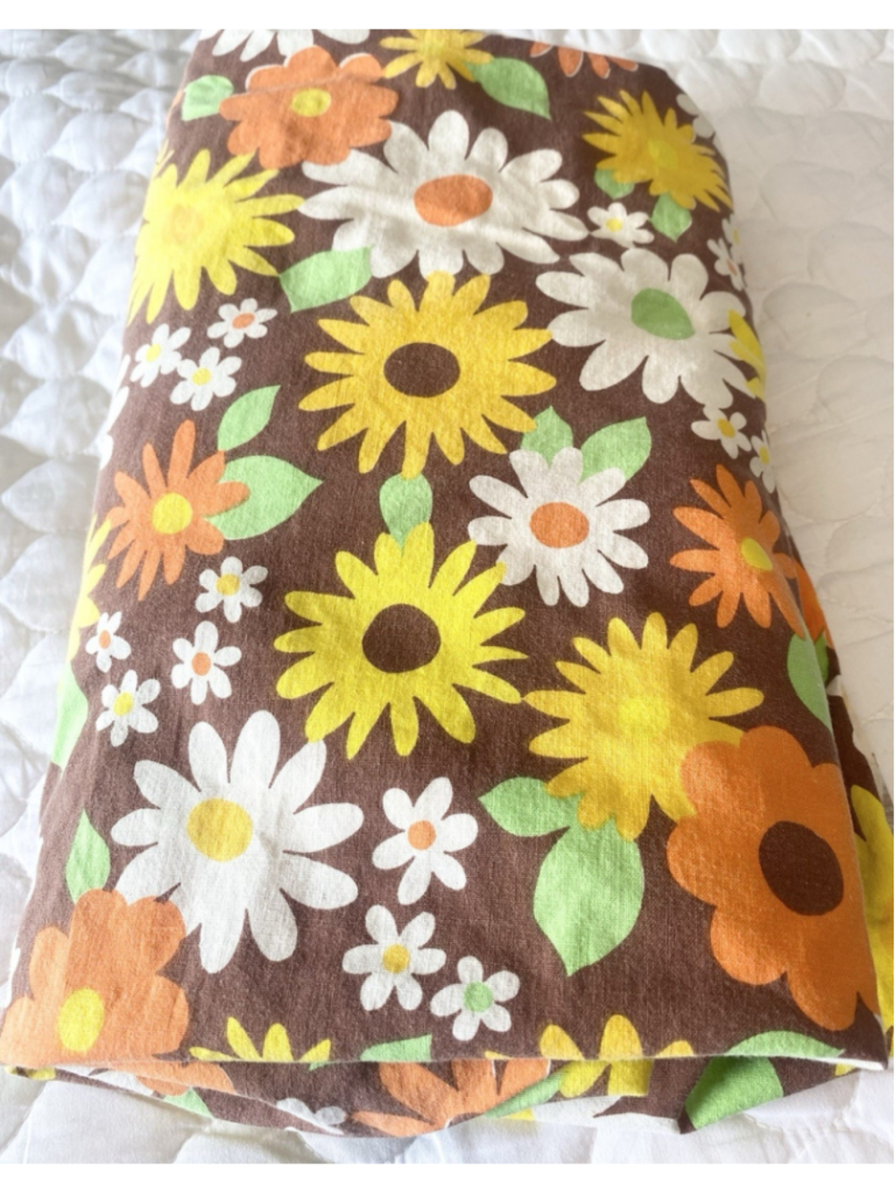 Vintage Wabasso 3/4 Fitted Sheet 49x72 Retro Floral Made Canada 100% Cotton